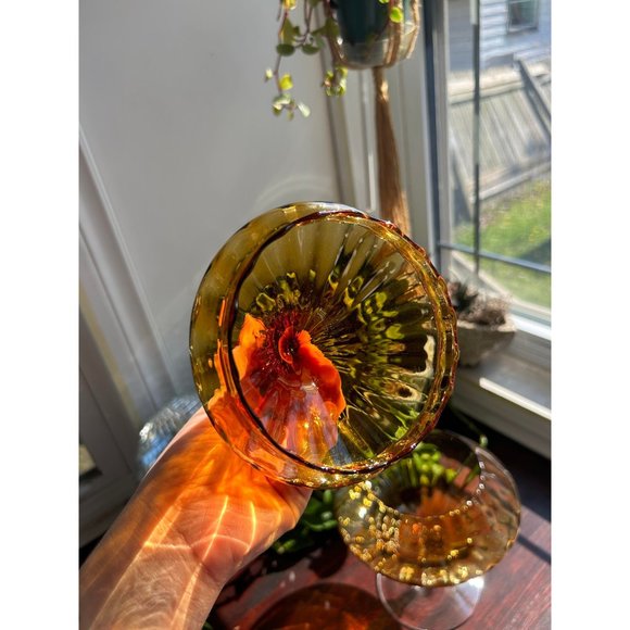 Empoli Large Vintage Amber Apothecary Jar Italian  MCM Lidded Cookie Candy Jar - Picture 4 of 6